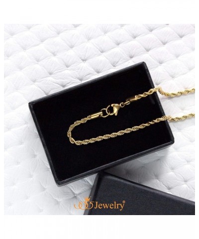 Stainless Steel Hypoallergenic Twisted Singapore Rope Chain Necklace Yellow Gold 28 Inches $8.99 Necklaces