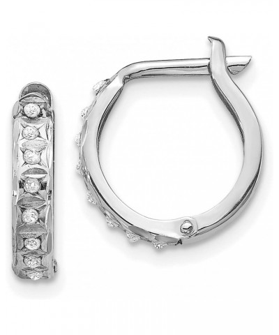 14k White Gold Diamond Fascination Round Hinged Hoop Earrings 13x2 mm (0.01 cttw, I1-I3 Clarity, I-J Color) $62.30 Earrings