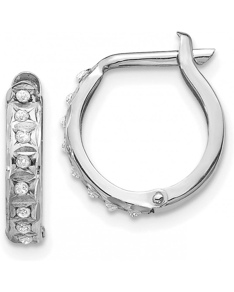 14k White Gold Diamond Fascination Round Hinged Hoop Earrings 13x2 mm (0.01 cttw, I1-I3 Clarity, I-J Color) $62.30 Earrings