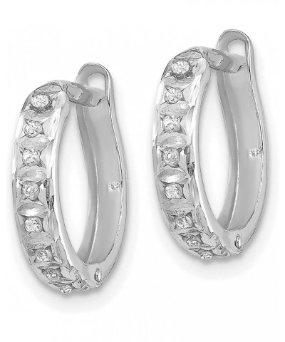 14k White Gold Diamond Fascination Round Hinged Hoop Earrings 13x2 mm (0.01 cttw, I1-I3 Clarity, I-J Color) $62.30 Earrings