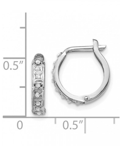 14k White Gold Diamond Fascination Round Hinged Hoop Earrings 13x2 mm (0.01 cttw, I1-I3 Clarity, I-J Color) $62.30 Earrings