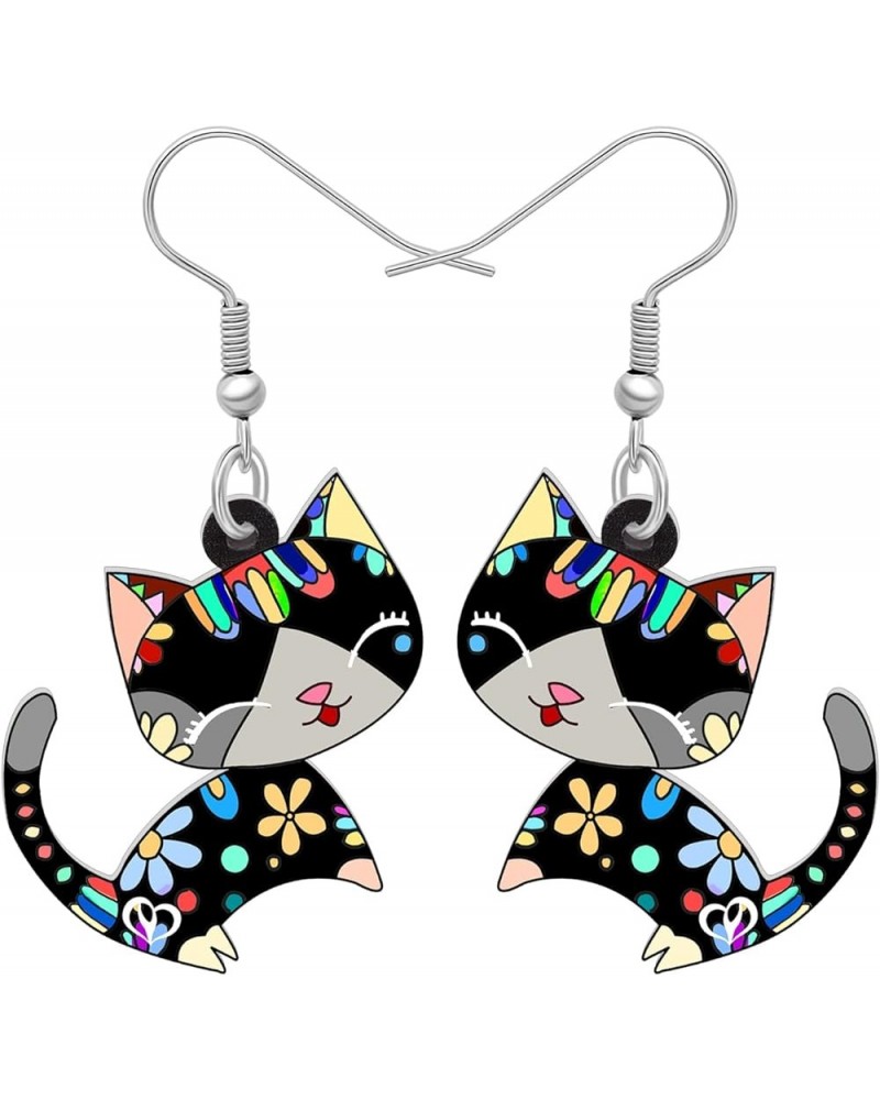 Acrylic Cat Hook Earrings for Women Girls Cute Colorful Cat Hypoallergenic Dangle Drop Earrings Animal Jewelry for Gifts Part...