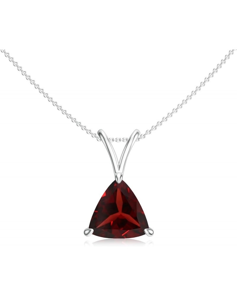 Natural Garnet Trillion Shape Pendant Necklace for Women in Sterling Silver / 14K Solid Gold/Platinum Platinum $40.94 Others