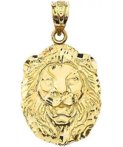 10k Yellow Gold Sparkle-Cut Lion Head Statement Pendant Charm - Choice of Size (S, M, or L) Small $59.40 Pendants