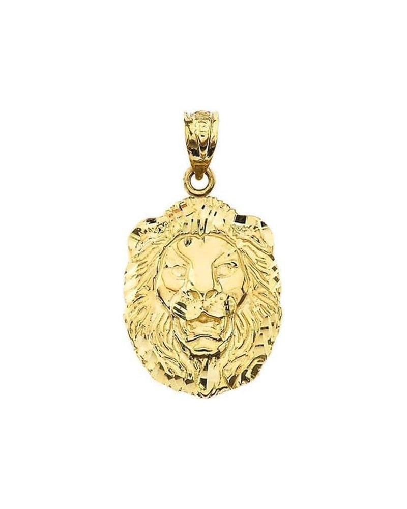 10k Yellow Gold Sparkle-Cut Lion Head Statement Pendant Charm - Choice of Size (S, M, or L) Small $59.40 Pendants