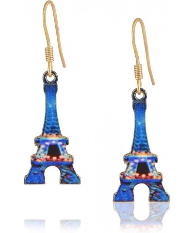 Folk Art Colorful Dangle Eiffel Tower Earrings Earrings Blue $7.13 Earrings