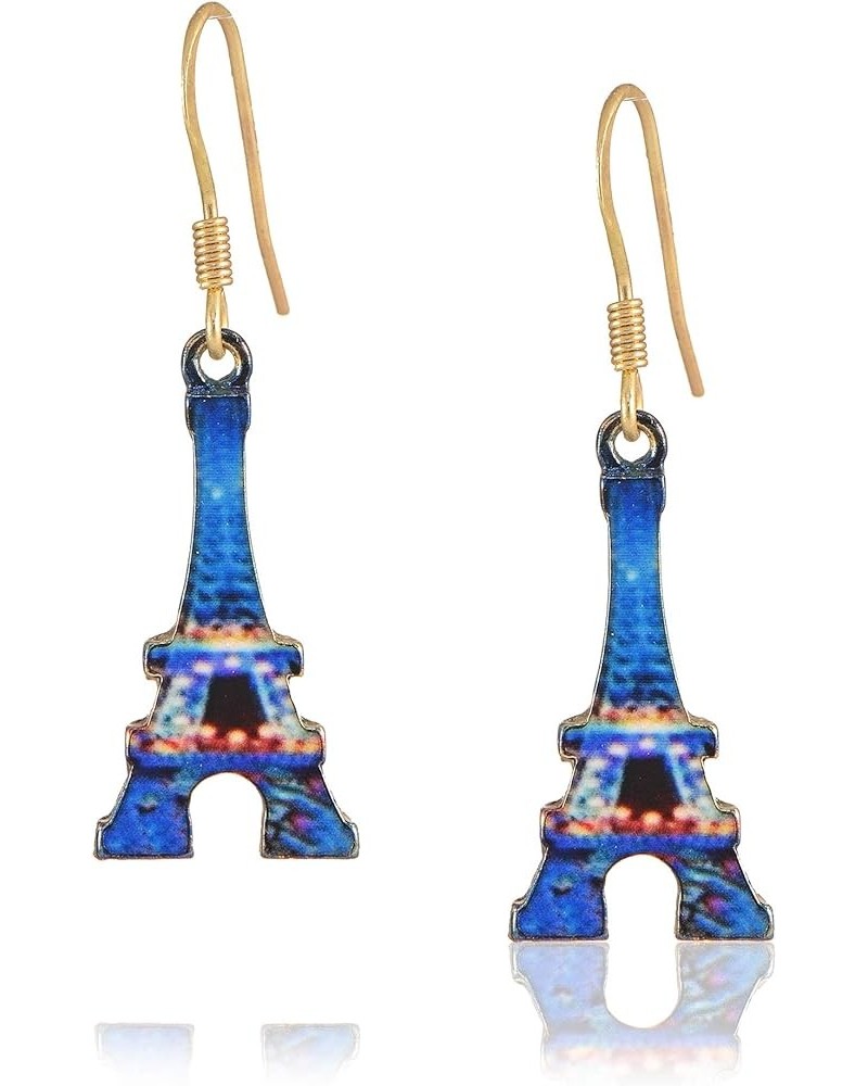 Folk Art Colorful Dangle Eiffel Tower Earrings Earrings Blue $7.13 Earrings