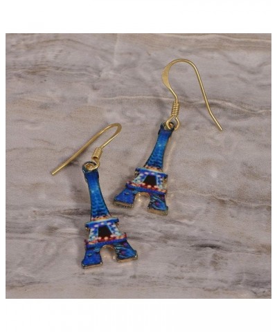 Folk Art Colorful Dangle Eiffel Tower Earrings Earrings Blue $7.13 Earrings