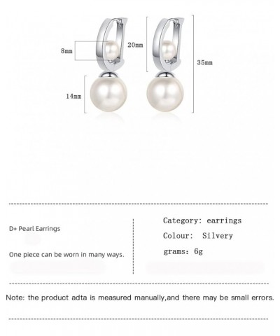 Fashion Letter D Gold Silver Hoop Earrings for Women Pearl Stud Earring, 2-Way Wearing Pearl Earring Studs Luxury D-Shape Hug...