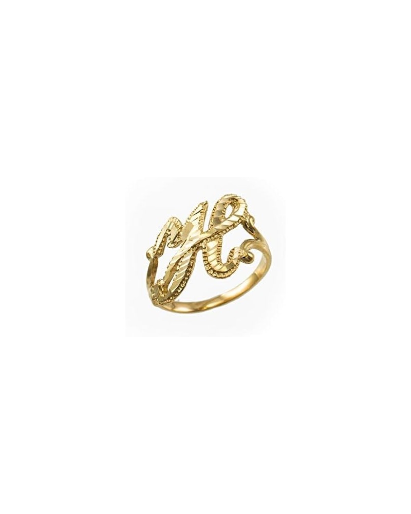 Sparkle-Cut Letter Initial Script Ring In 14K Yellow Gold H $79.95 Rings