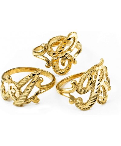 Sparkle-Cut Letter Initial Script Ring In 14K Yellow Gold H $79.95 Rings