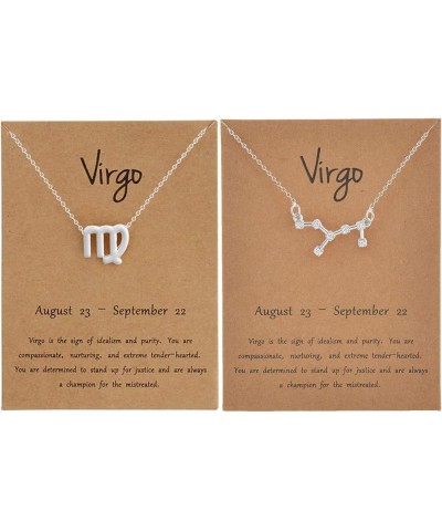 Zodiac Necklace for Women 12 Constellation Pendant Necklaces Silver Zodiac Sign Necklace for Men W:Virgo $5.60 Necklaces