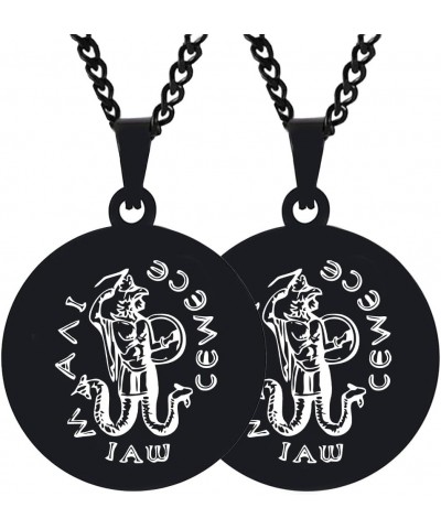 2PCS Engraved Silver Stainless Steel Pendant Necklace Chain Abraxas Great Archon Amulets Charms Laser Handmade 2XBlack $9.40 ...