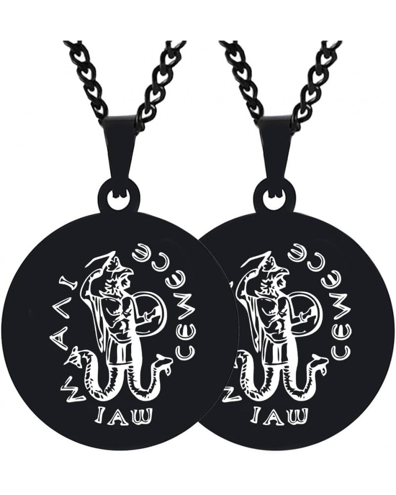 2PCS Engraved Silver Stainless Steel Pendant Necklace Chain Abraxas Great Archon Amulets Charms Laser Handmade 2XBlack $9.40 ...