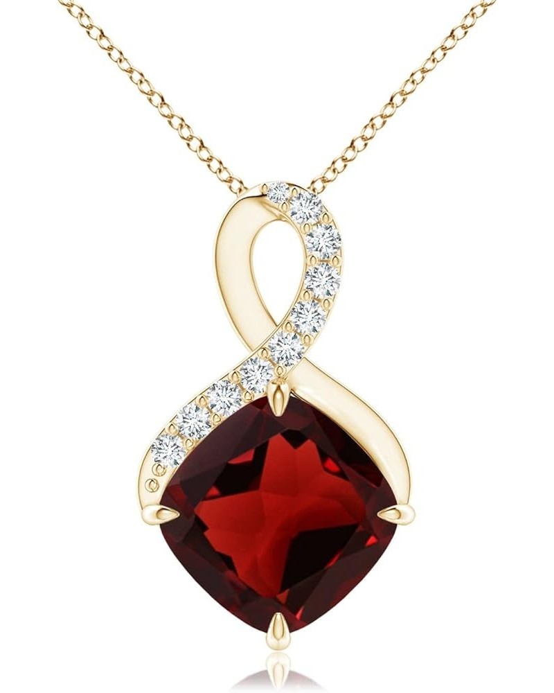 Natural Garnet Solitaire Pendant Necklace for Women, Girls in 14K Solid Gold/Platinum/Sterling Silver | January Birthstone | ...