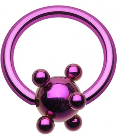 Colorline PVD Studded Ball Captive Bead Ring 16GA, L: 10mm, Ball: 4mm, Purple $10.25 Body Jewelry