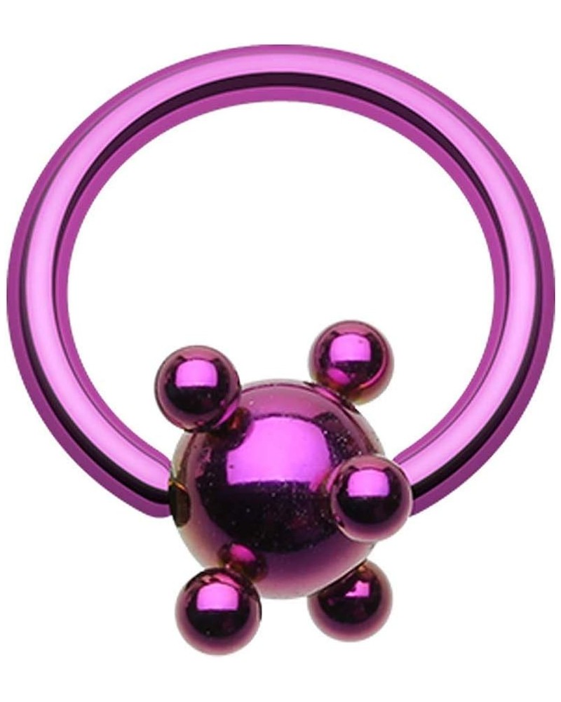 Colorline PVD Studded Ball Captive Bead Ring 16GA, L: 10mm, Ball: 4mm, Purple $10.25 Body Jewelry