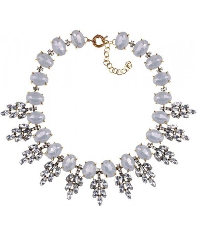 Crystal Leaf Necklace for Women Rhinestone Statement Choker Collar Fashion Jewelry Accessories White $10.02 Necklaces