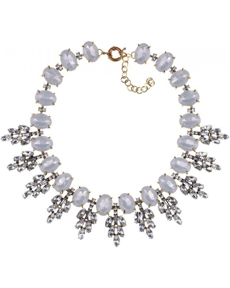 Crystal Leaf Necklace for Women Rhinestone Statement Choker Collar Fashion Jewelry Accessories White $10.02 Necklaces