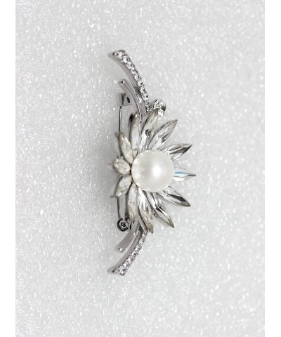 Elegant Gorgeous Clear Crystal Shell Pearl Floral Pin Brooch Platinum $21.59 Brooches & Pins