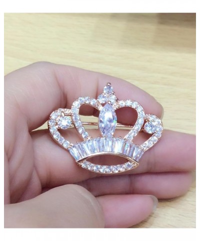 Rhinestone Crown Brooch Pin Women Girls Queen Princese Crown Lapel Pin Badge for Dress Suit Coat Sparkling Crown Shape Corsag...