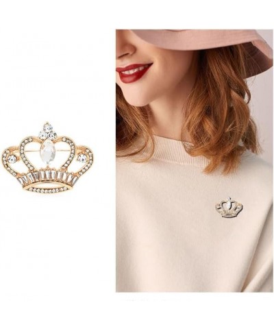 Rhinestone Crown Brooch Pin Women Girls Queen Princese Crown Lapel Pin Badge for Dress Suit Coat Sparkling Crown Shape Corsag...