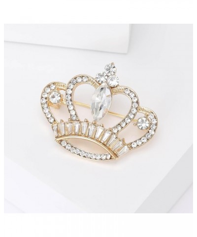 Rhinestone Crown Brooch Pin Women Girls Queen Princese Crown Lapel Pin Badge for Dress Suit Coat Sparkling Crown Shape Corsag...