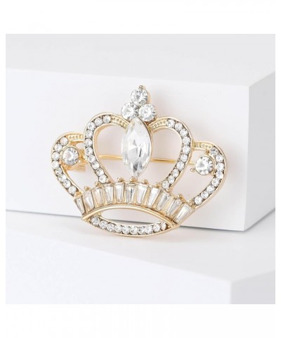 Rhinestone Crown Brooch Pin Women Girls Queen Princese Crown Lapel Pin Badge for Dress Suit Coat Sparkling Crown Shape Corsag...