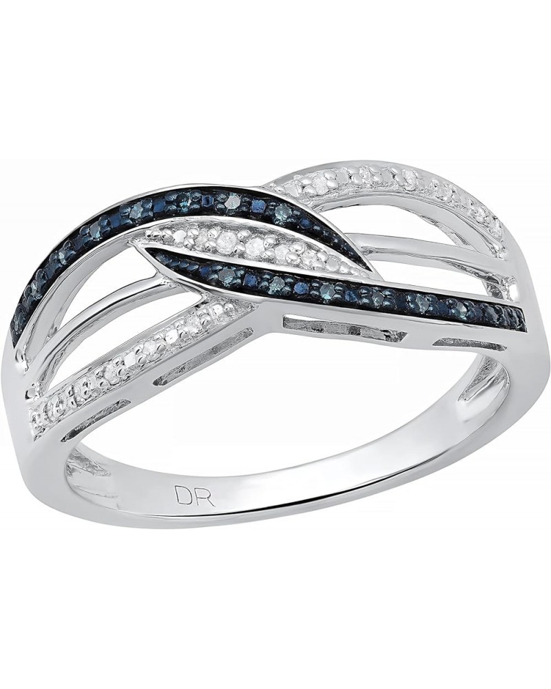 0.20 Carat (ctw) Blue & White Diamond Swirl Crossover Ring for Women in 925 Sterling Silver 7.5 $51.12 Rings