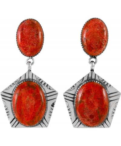 Turquoise Earrings 925 Sterling Silver & Genuine Gemstone Coral $32.00 Earrings