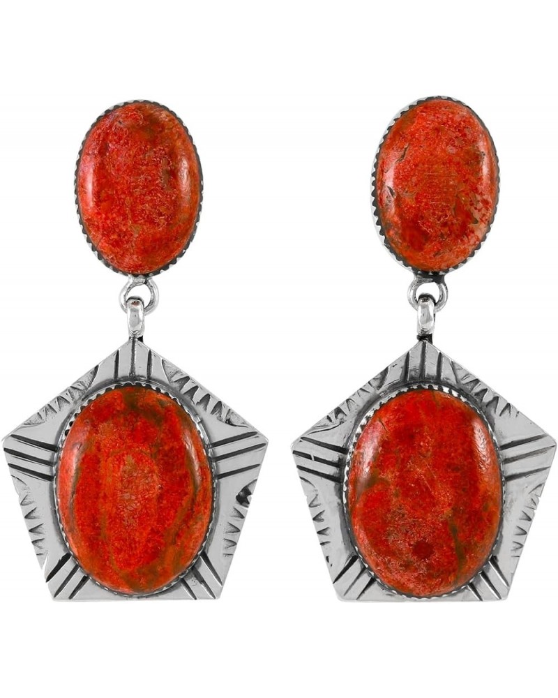 Turquoise Earrings 925 Sterling Silver & Genuine Gemstone Coral $32.00 Earrings