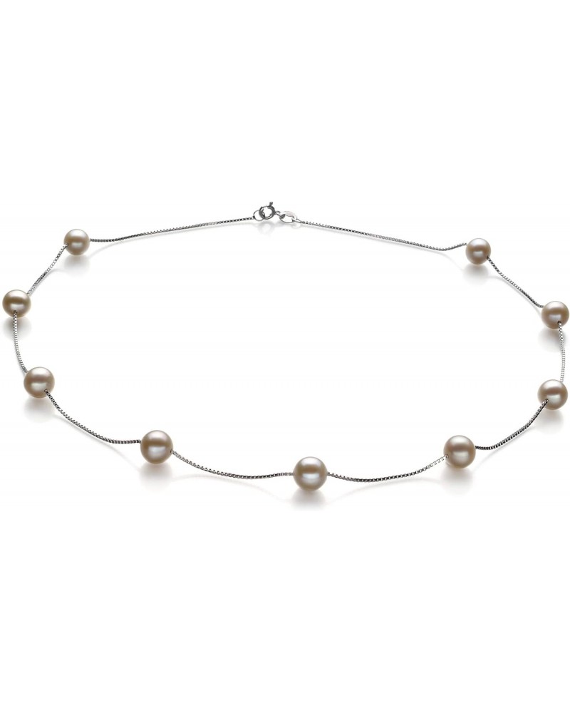 Tin Cup White 7-8mm AA Quality Freshwater 925 Sterling Silver Cultured Pearl Necklace For Women $48.00 Necklaces