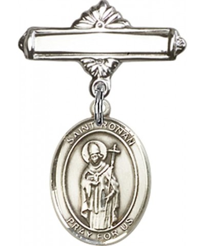 Sterling Silver Polished Baby Badge Bar Pin with Charm, 11/16 Inch Saint Ronan $38.33 Brooches & Pins