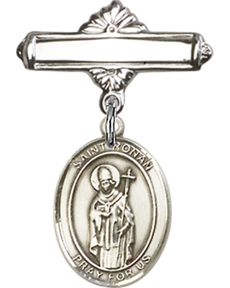 Sterling Silver Polished Baby Badge Bar Pin with Charm, 11/16 Inch Saint Ronan $38.33 Brooches & Pins