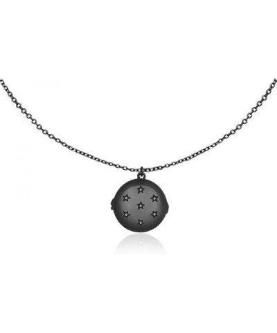 Capwell + Co Round Locket with Crystal Stone Starburst Delicate Short Necklace Fashion for Women and Young Girls Grey $10.19 ...