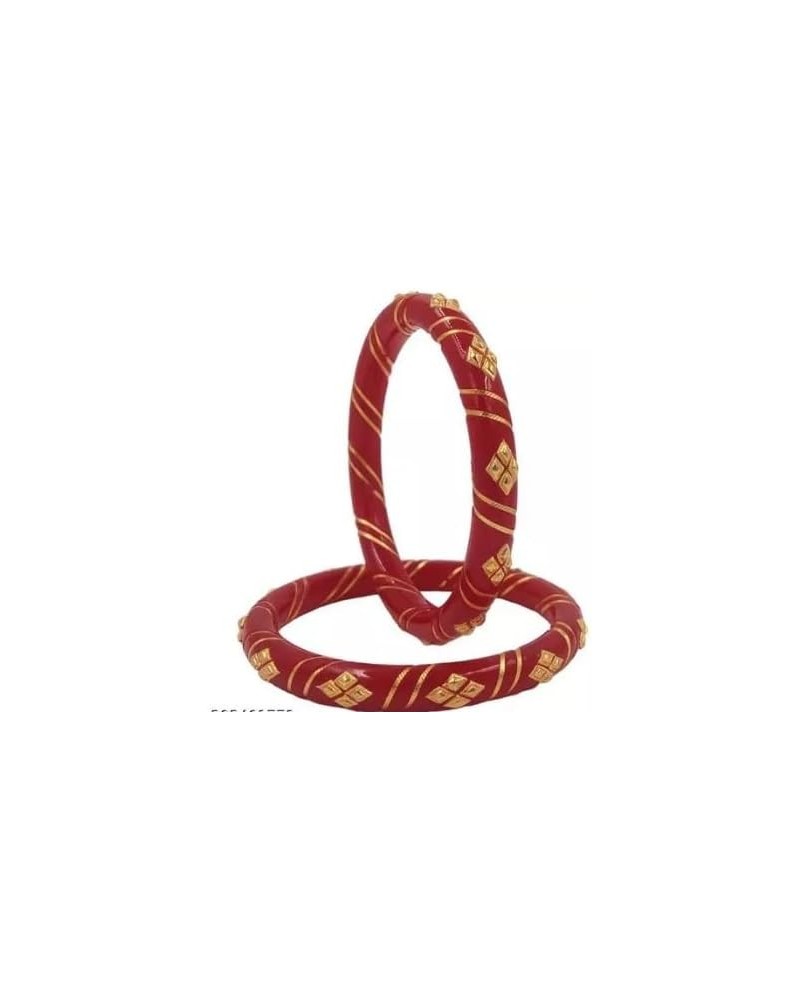 Meenakshi imitation Gold Plated Shakha Pola Bangles for Women Casual Daily Wear Bangle Set (Pack of 2, Red) Red 2.4 $15.00 Br...