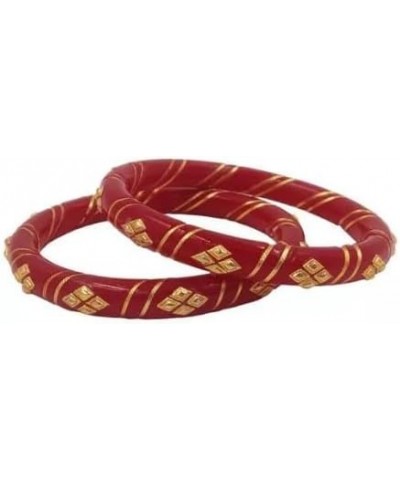 Meenakshi imitation Gold Plated Shakha Pola Bangles for Women Casual Daily Wear Bangle Set (Pack of 2, Red) Red 2.4 $15.00 Br...