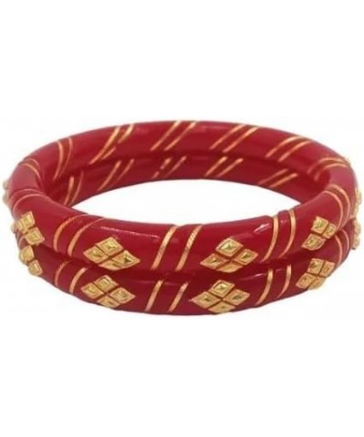 Meenakshi imitation Gold Plated Shakha Pola Bangles for Women Casual Daily Wear Bangle Set (Pack of 2, Red) Red 2.4 $15.00 Br...