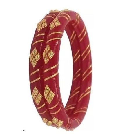 Meenakshi imitation Gold Plated Shakha Pola Bangles for Women Casual Daily Wear Bangle Set (Pack of 2, Red) Red 2.4 $15.00 Br...