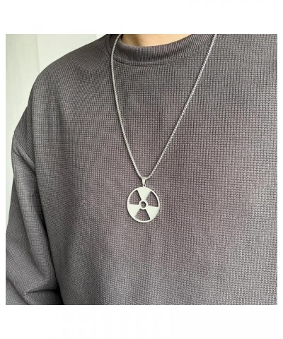 Peace Radiation Biohazard Symbol Pendant Stainless steel long necklace for Women men Radiation Symbol $7.64 Necklaces