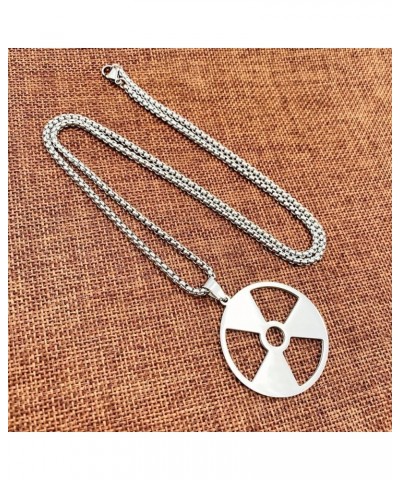 Peace Radiation Biohazard Symbol Pendant Stainless steel long necklace for Women men Radiation Symbol $7.64 Necklaces