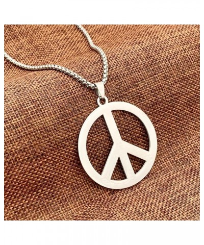 Peace Radiation Biohazard Symbol Pendant Stainless steel long necklace for Women men Radiation Symbol $7.64 Necklaces