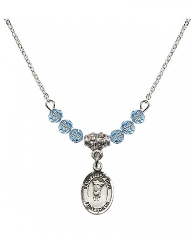 March Birth Month Bead Necklace with Catholic Patron Saint Petite Charm, 18 Inch Saint Philip Neri $26.60 Necklaces