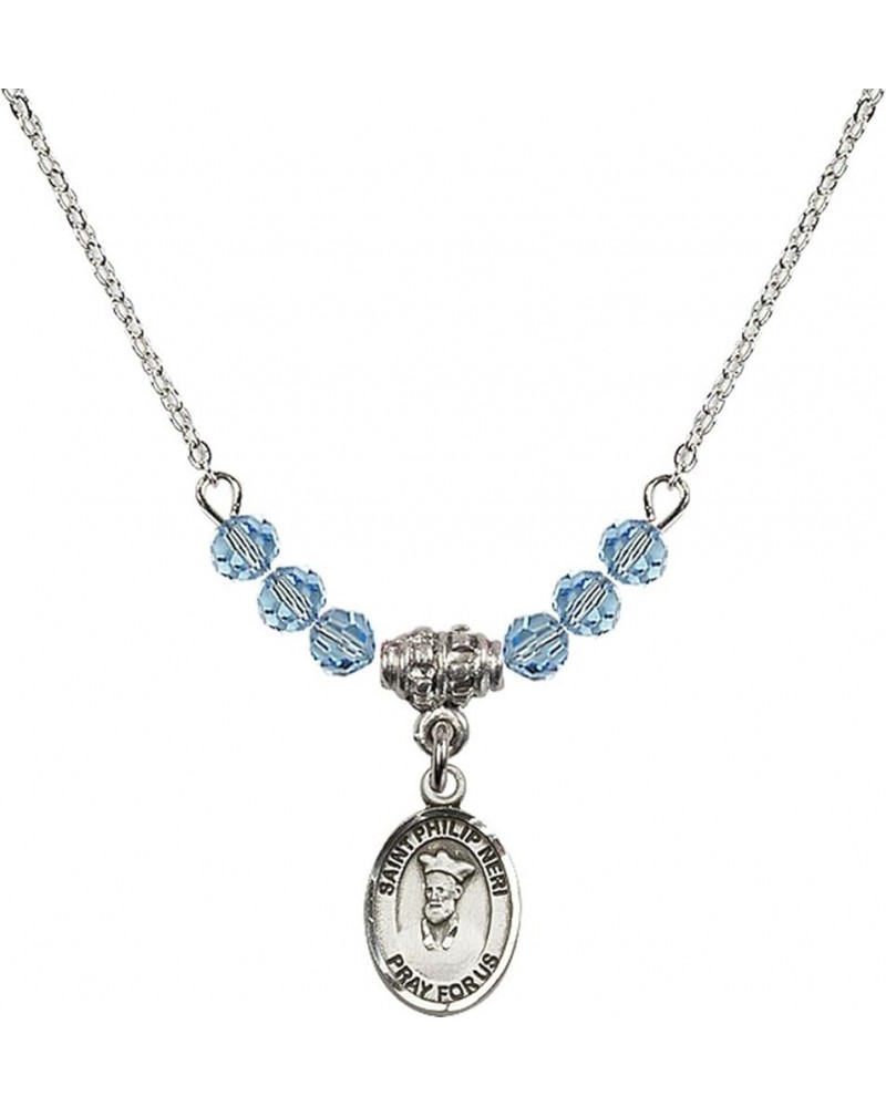 March Birth Month Bead Necklace with Catholic Patron Saint Petite Charm, 18 Inch Saint Philip Neri $26.60 Necklaces