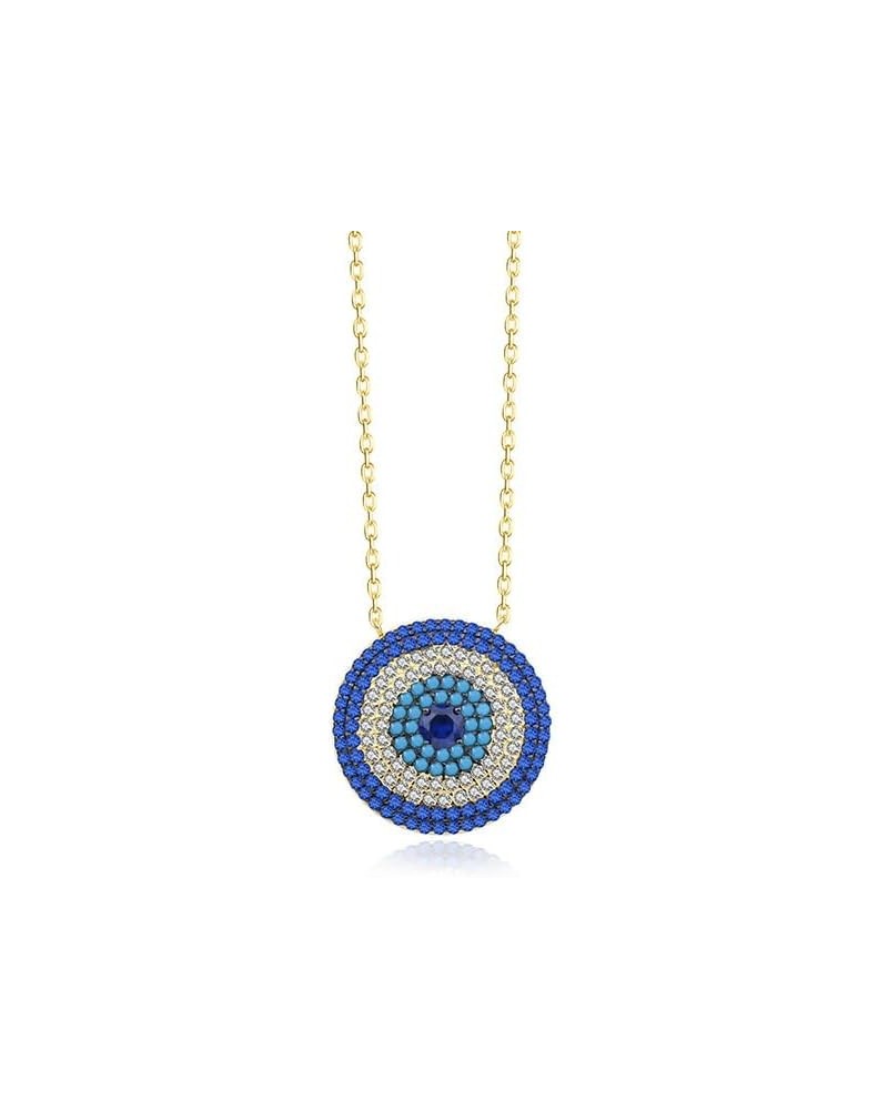 Mesmerizing 14K Gold Delicate Moissanite Pendant Necklace, Protective Round Evil Eye Charm, Unique Birthday Gift, 15.75 Inch ...