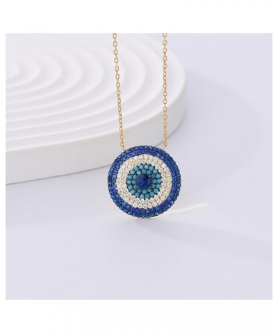 Mesmerizing 14K Gold Delicate Moissanite Pendant Necklace, Protective Round Evil Eye Charm, Unique Birthday Gift, 15.75 Inch ...