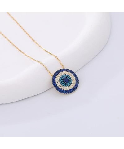 Mesmerizing 14K Gold Delicate Moissanite Pendant Necklace, Protective Round Evil Eye Charm, Unique Birthday Gift, 15.75 Inch ...