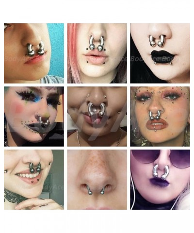 Black Circular Barbells Horseshoe Septum Rings, Surgical Steel PA Rings in 00G 0G 2G 4G 6G 8G 12G, Captive Bead Ring CBR Body...