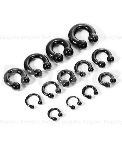 Black Circular Barbells Horseshoe Septum Rings, Surgical Steel PA Rings in 00G 0G 2G 4G 6G 8G 12G, Captive Bead Ring CBR Body...