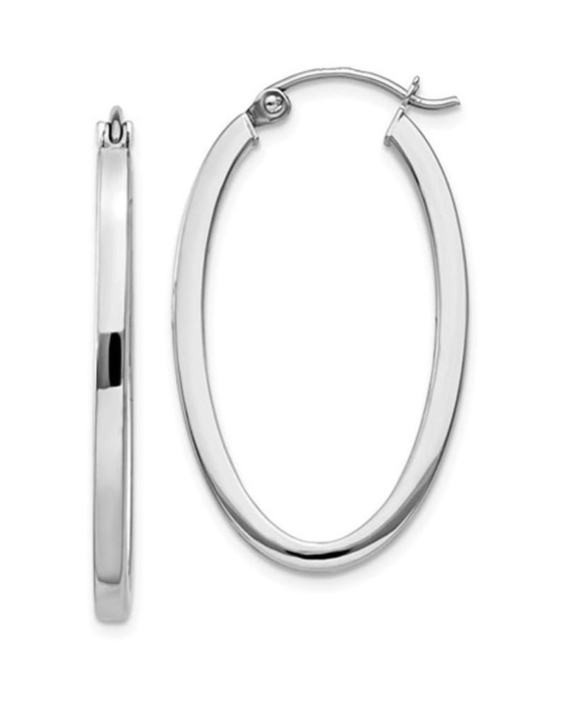 14K Gold Oval Hoop Earrings, (31-52mm) (2mm Tube) White Gold - 31mm $78.73 Earrings